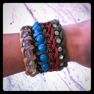 Beaded leather toggle cuff/bracelet